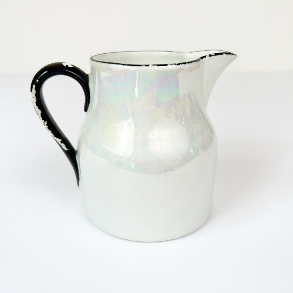 Vintage Three Crown China Germany Creamer Pitcher Iridescent Lusterware Vase